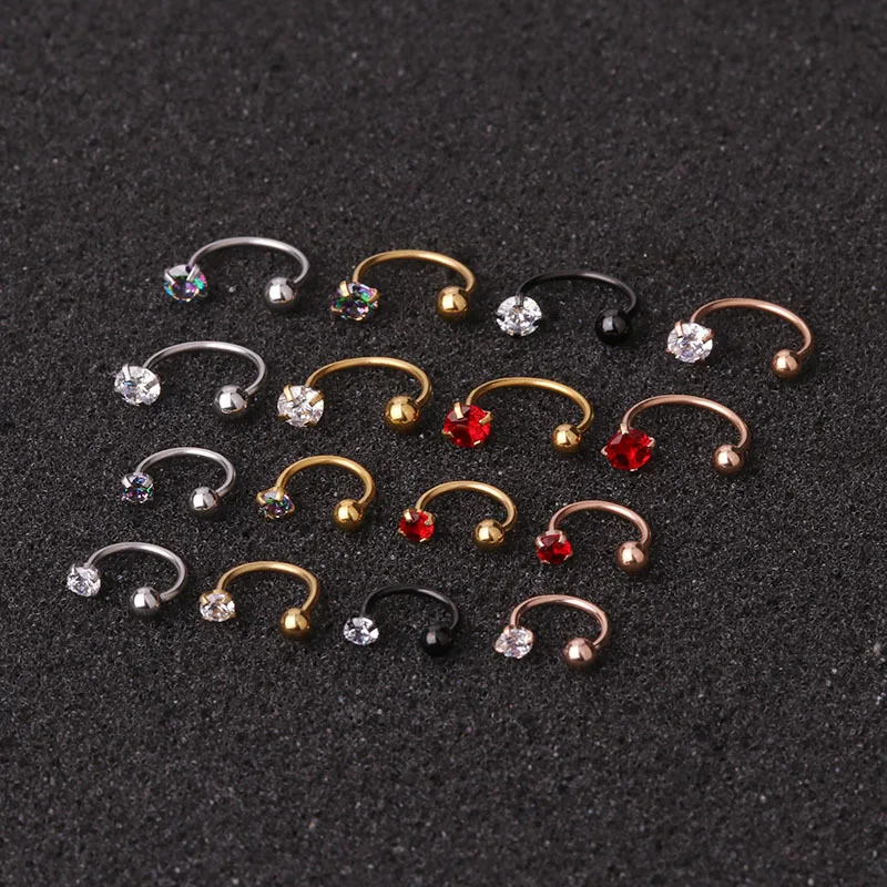 Piercing Jewelry Body Piercing Earrings Ear Piercing Jewelry Ear Studs Metal Jewelry Hoop Earrings Body Piercing Jewelry Body Jewelry 1pc 6/8mm Stainless Steel Zircon Cz Hoop Tragus Cartilage Helix Stud Earring Conch Rook Daith Lobe Ear Screw Piercing