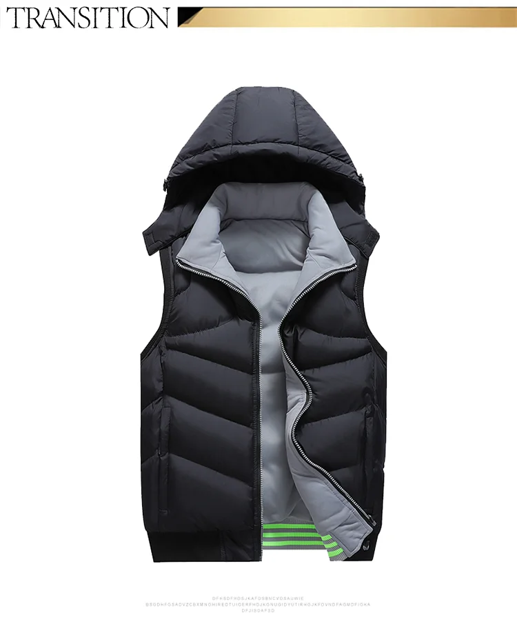 

Vest men's vest youth winter thick down down padded jacket on both sides wear waistcoat cotton jacket plus size jacket tide