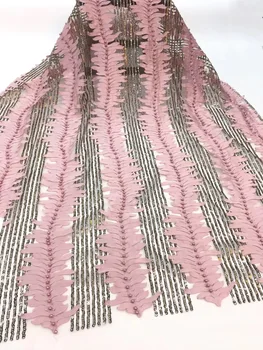 

Fashion African Lace Fabric High Quality Lace Nigerian Lace Fabric 2020 High Quality Lace With Beads And Sequins 5 Yards RF30131