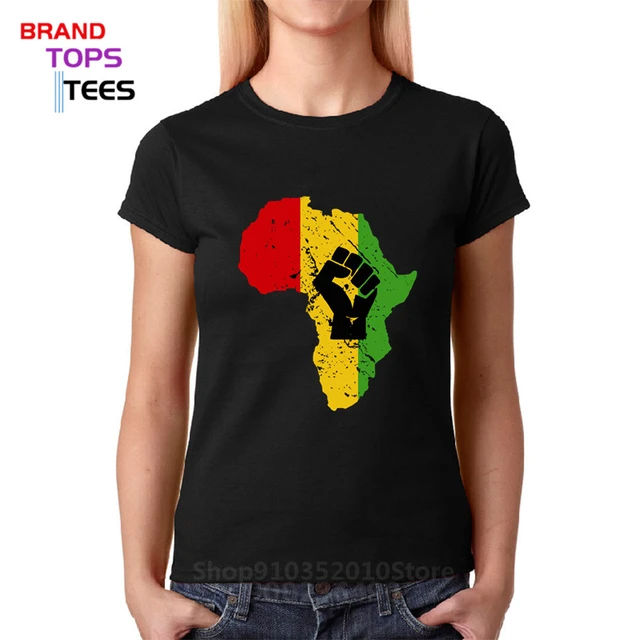 Distressed Vintage Rastafari Tops Africa Power Fist Shirt Women Rasta Reggae Music Logo T-shirt African Flag Map Tshirt - T-shirts AliExpress