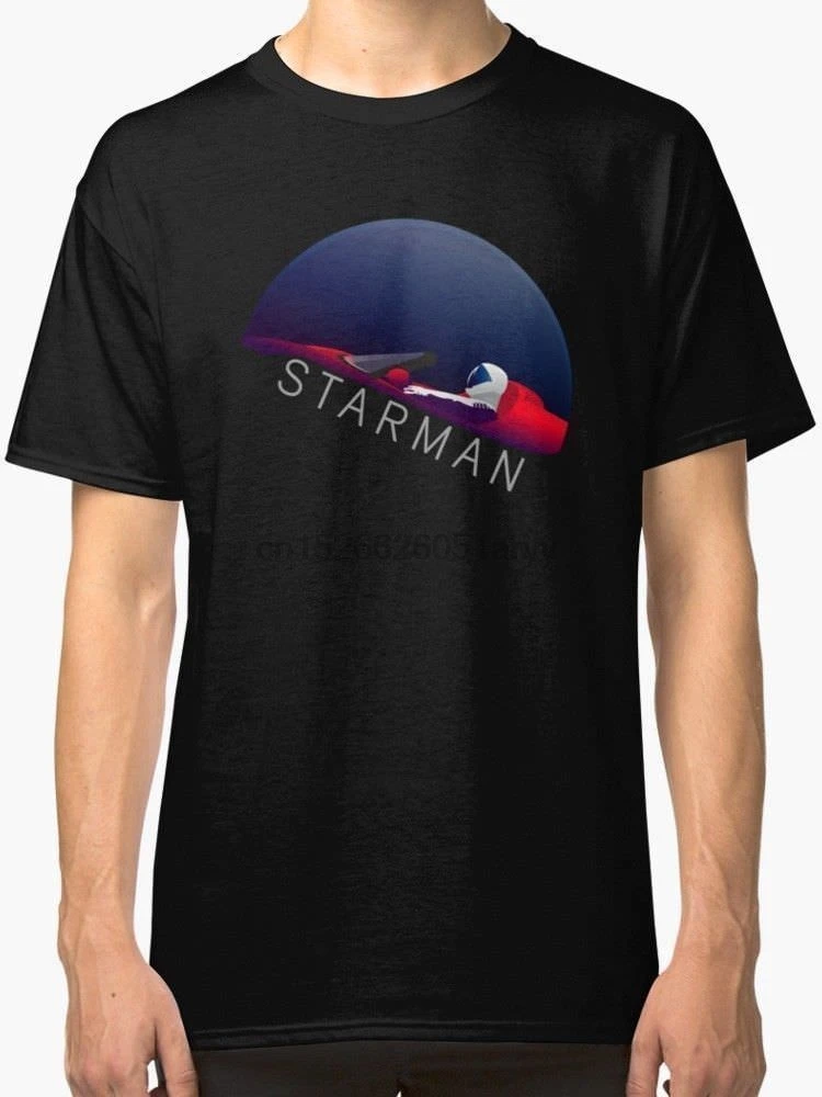 New Spacex Starman Falcon Heavy Tesla Roadster Space T-Shirt Summer Print Man Cotton Fashion T Shirt 100% |