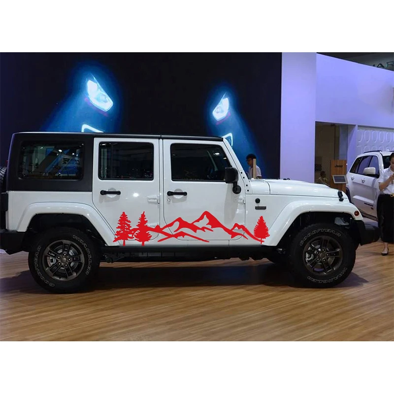 2 Buah Hutan Gunung Petualangan Off Road Side Door Grafis Vinyl
