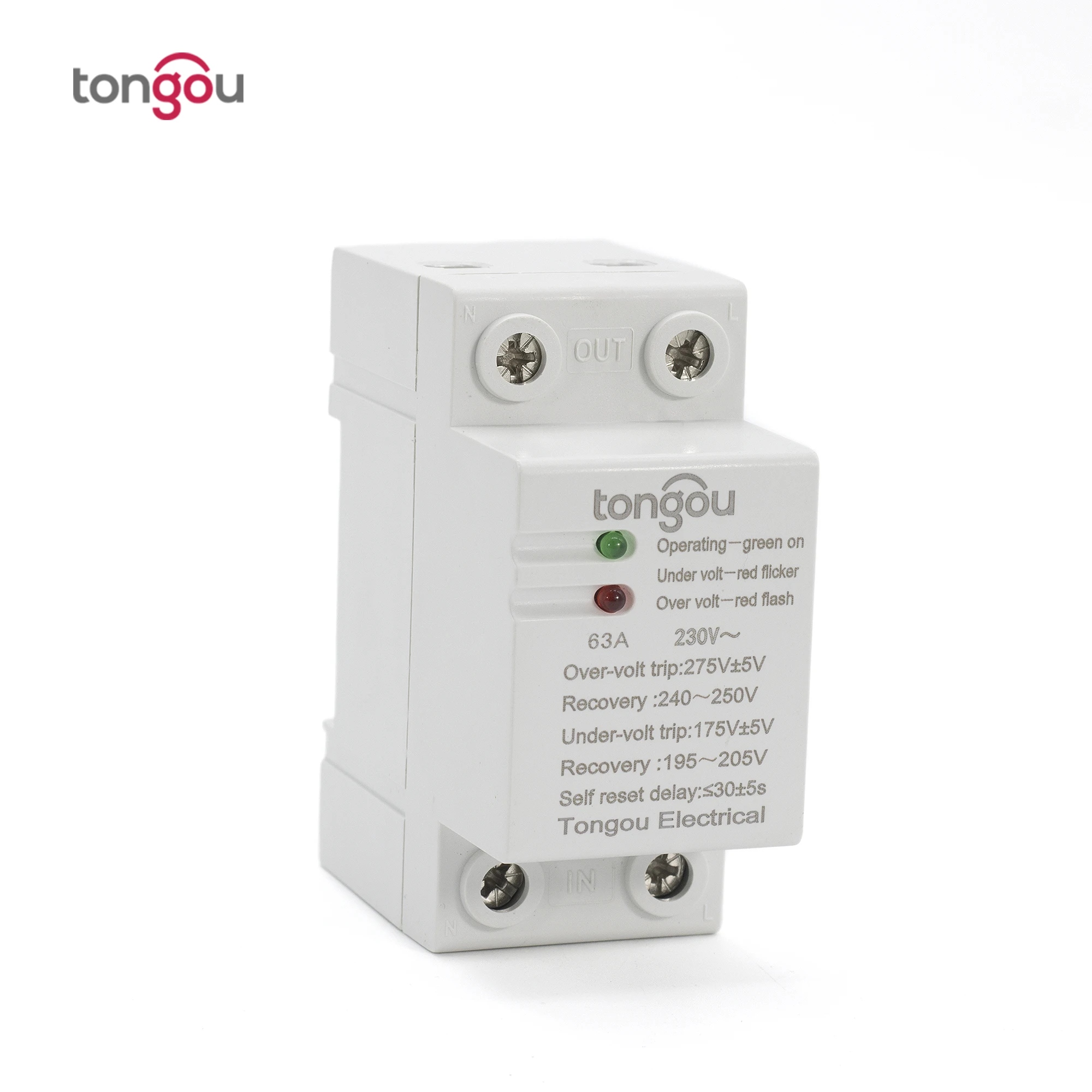 

230V 63A Din rail Automatic Reconnect Over Voltage and Under Voltage Protective Device Protector Protection Relay