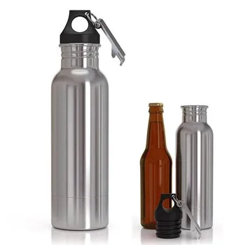 

304 Stainless Steel Beer Bottle Holder Cold Insulation Cover Portable Glass Bottle Protector with Metal Bottle Opener