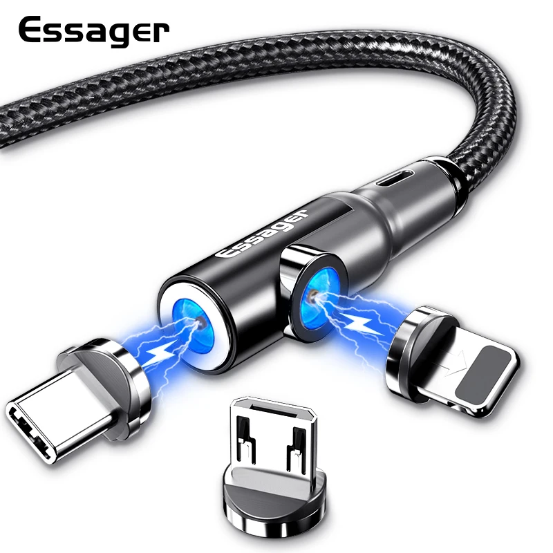 Магнитный кабель Essager для iPhone Samsung Xiaomi провод Micro USB шнур быстрой зарядки магнитное