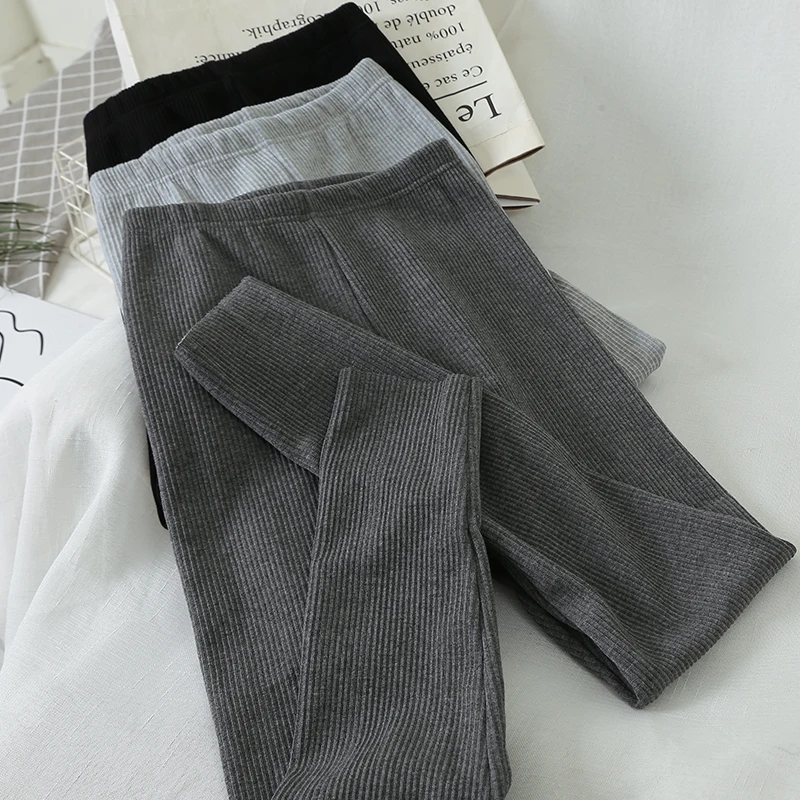 

Abrini Winter Cotton Thermal Pants Stretch Waist Pants Women's Winter Trousers Leggings All-Match Casual Nine-Point Pencil Pants
