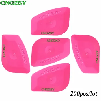 

200pcs Mini Pink Plastic Squeegee Hard Card Car Cleaning Home Window Film Tint Wrapping Tool For Graphics Stickers Decals 200A25