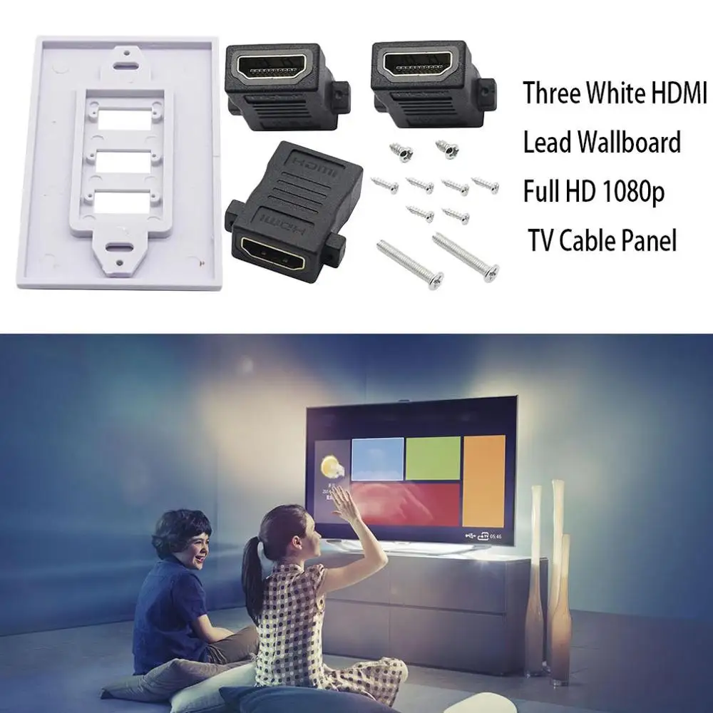 Практичный три порта подключения Белый Hdmi свинцовая настенная пластина Full Hd 1080 ТВ кабель Лицевая панель Разъем