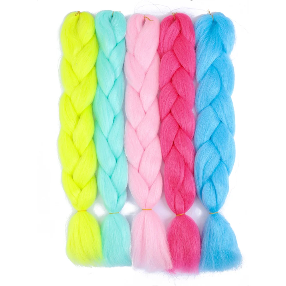 Trenzas de pelo trenzado brillantes, trenzas ligeras y fluorescentes, tamaño gigante sintético, pelo brillante en la oscuridad, multicolor