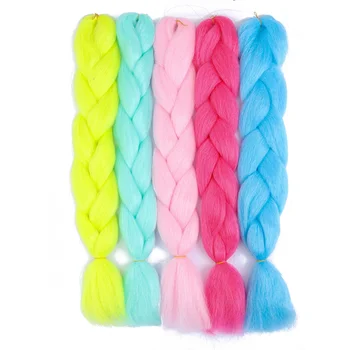 

Glowing Braiding Hair Florescent Light Braids Synthetic Jumbo Braid Shining Hair in the Darkness Hair Multiple Colour