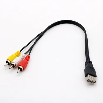 

USB Female to 3 RCA RGB Male PC TV AV Audio Video Composite Adapter Converter Cable Cord Connector Component Lead RCA Cable