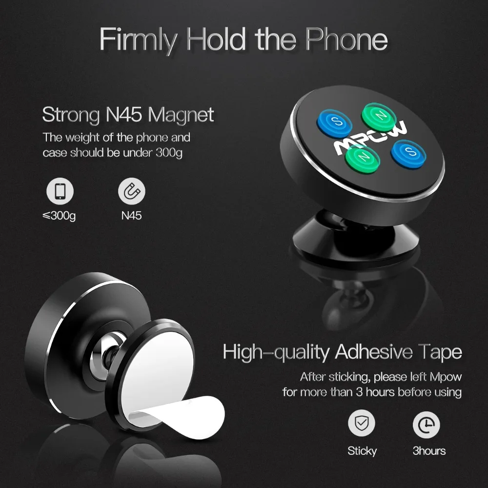 Mpow New Car Phone Holder Magnetic Dashboard Phone Holder Mount Desk Holder Universal Magnetic Cellphone GPS Holder For Car (1)