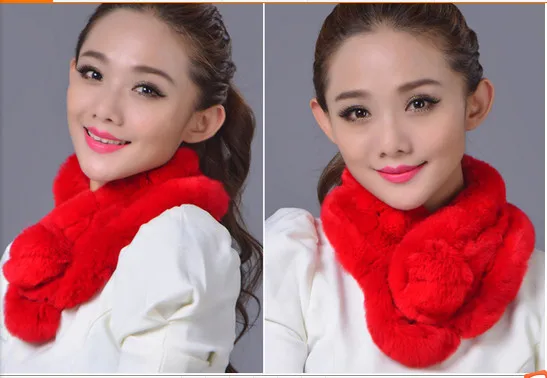 Outwear Winter Furry Casual Furry Thick Furry Rex Rabbit Fur Scarves Women Ring Korean Office Luxury Fur Scarfs V660