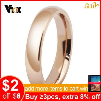 OFERTA ESPECIAL ❤️ Vnox-anillos de boda de oro rosa para mujer, acero inoxidable pulido alto, Alianza femenina, básico, 585 - discount item 50% OFF Joyas y complementos