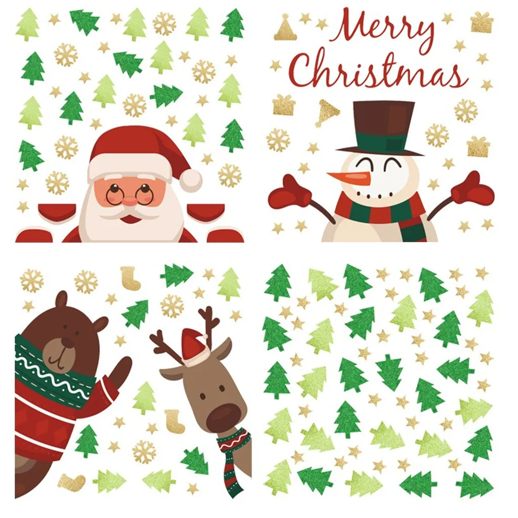 Новогодние наклейки на окно Снеговик Санта наклейка на дверь наклейка Kerst Raam стикер s Рождественский торговый центр для витрин Декор стикер s