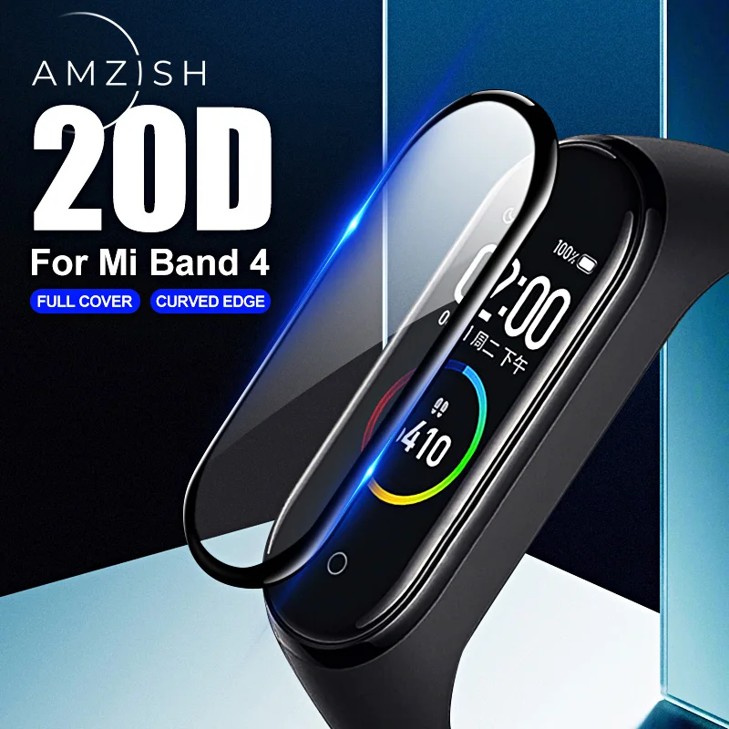 amzish Защитное стекло 20D с закругленными краями для Xiaomi mi Band 4 полноэкранное