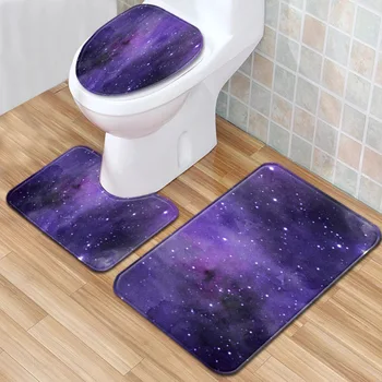 

Starry Bathroom Mat Toilet Three-Piece Set Floor Home Anti Slip Liner Foam Durable Cover Shower Carpets Bathroom Mat Set