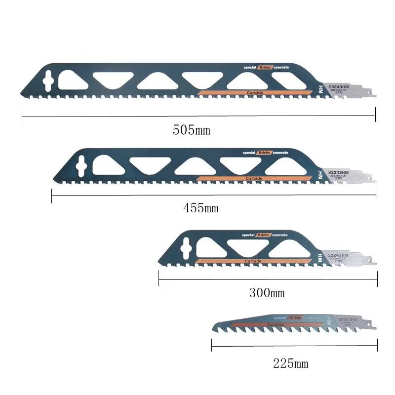 Heda コンクリートセメントブロックpvc木材パイプを切断するための炭化タングステンレシプロソーブレード,1個225/300/455/505mm鋸刃  - AliExpress