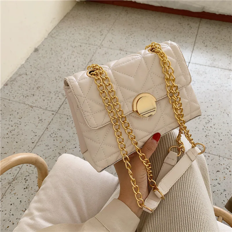 

Autumn And Winter New Arrival Bag Women's 2020 New Style Korean-style Versatile Shoulder Fashion Rhombus Chain Solid Color Squar