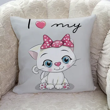 

Kitten Bow Pink Pillow Covers Cases Cushion Pillowcase Square Print