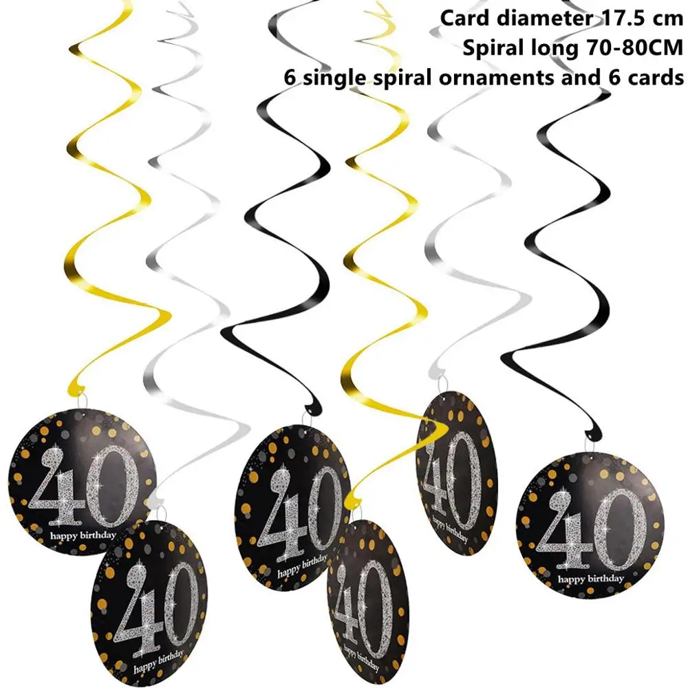 40th Silver Swirls Taoup 10 20 30 40 50 60 Топпер для торта «С Днем Рождения» украшения свадебного торта принадлежности для торта День рождения Декорации для взрослых - Цвет: 40th Silver Swirls