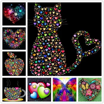

SHAYI DIY 5D Diamond Painting Heart Colorful Cat Landscape Mosaic Embroidery Cross Stitch Full Square/Round Drill Home Decor