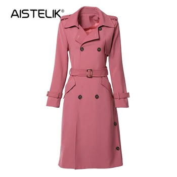 

AISTELIK 2020 autumn and winter women's clothing new women's temperament light cooked windbreaker long-sleeved wild solid coat