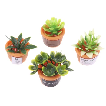 

4Pcs/lot Dollhouse Miniature Green Mini Potted For Green Plant In Pot