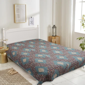 

200*230cm Geometry Printed Coverlet Bed Cover Cotton quilted bedspread for bed Comforter Summer Blanket vintage style quilt