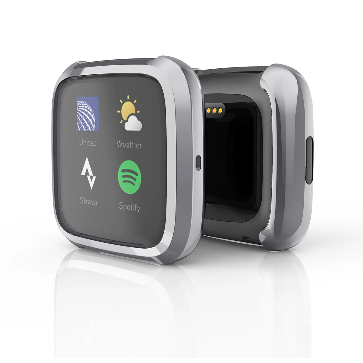 Grey Полный защитный чехол для Fitbit Versa 2, чехлы для часов Fexible, ТПУ, гальваническое покрытие, анти-капля, 360, чехол для часов Fitbit Versa 2, чехол - Цвет: Grey