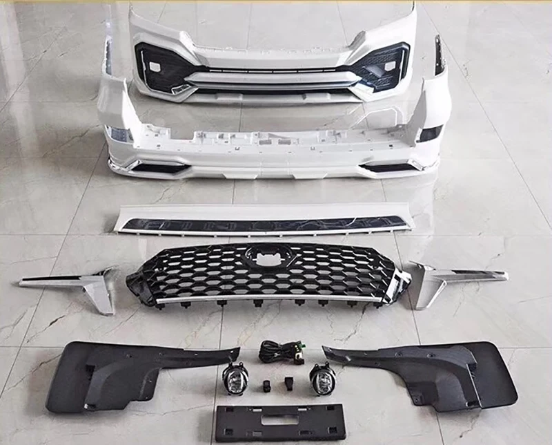 Автомобильный стильный комплект кузова для Toyota Land Cruiser LC200 черный окрашенный Комплект кузова передний и задний бампер Защита губ - Цвет: B Front and rear