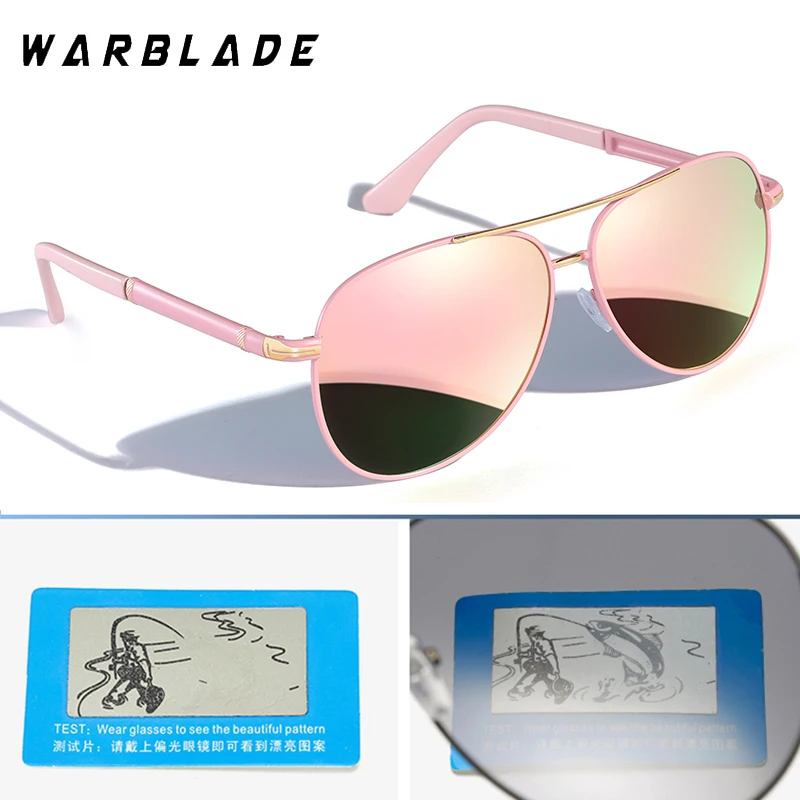 

WarBLade Pilot Polaroid Sun Glasses UV400 Vintage Men Women Metal Frame Driving Polarized Sunglasses Round Pink Mirror Goggle