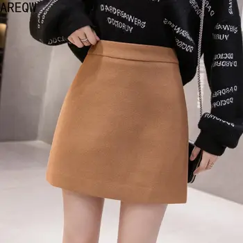 

Korean-Style Woolen Skirt Women's Skirt Autumn and Winter New High Waist White Skirt
