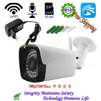 

Wireless IP Camera Audio Reset 128G SD Card WIFI 1080P IR Cam water proof Bullet ONVIF P2P Cloud security Hunamoid motion Alarm