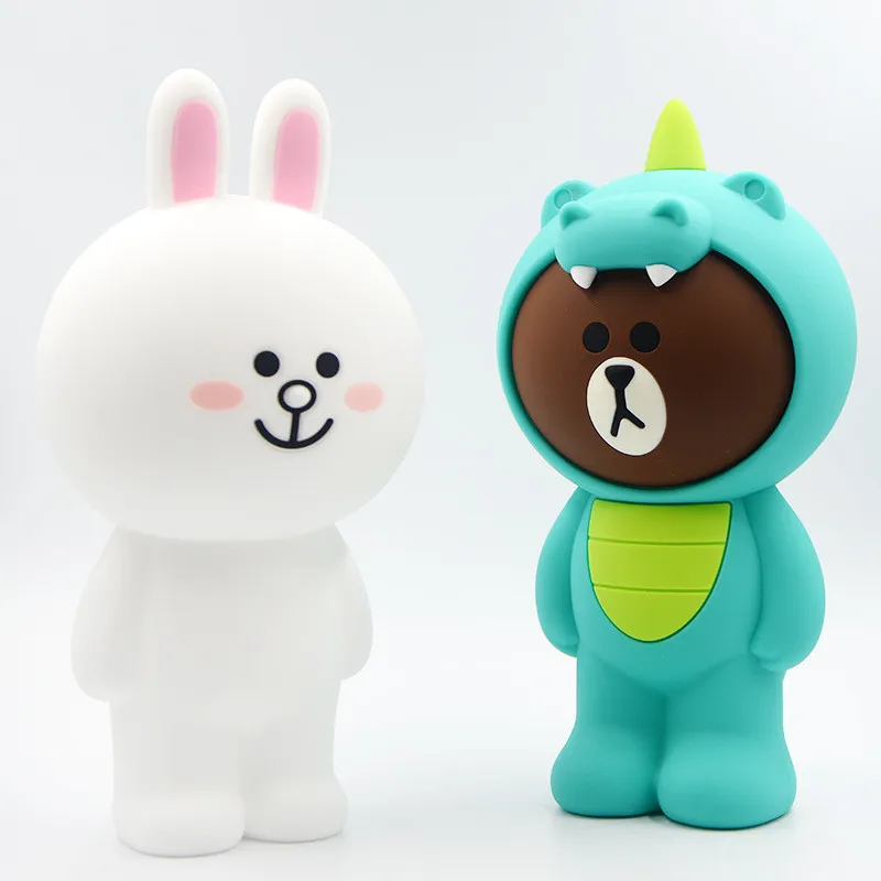 Мультяшный силиконовый пенал Kawaii для карандашей коричневый Медведь Кролик 3D