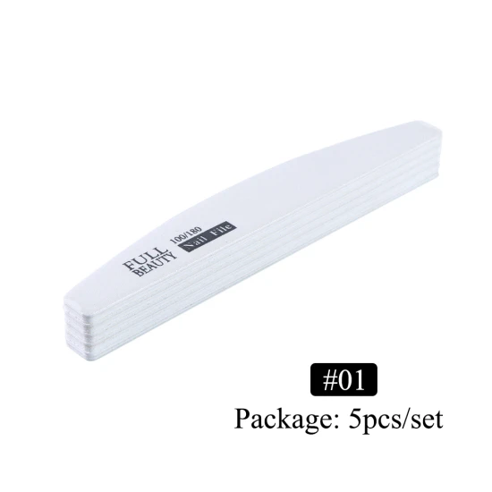 01 STZ 5pcs 100/180 Professional Sandpaper Nail File For UV Gel Polish Straight Curved Sanding Buffer Block Manicure Tools#1535-1 - Color: 01