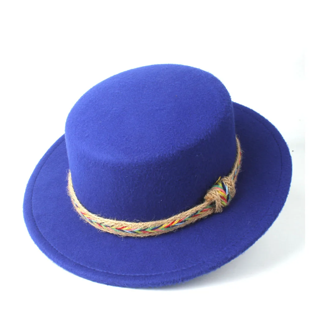 Женская шерстяная шляпа Fedora с плоским верхом, элегантная женская зимняя широкополая шляпка для церкви, уличная дорожная чародейная шляпа, Повседневная шапка, размер 56-58 см