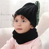 Sombrero y bufanda Multicolor para niños y niñas, conjunto de bufandas de acrílico sólido con bufanda tejida, accesorios de invierno ► Foto 2/6