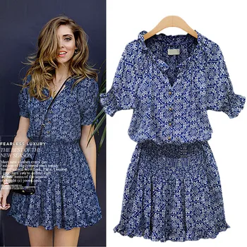 

2019 Summer Women Loose Half Sleeve Mini Dress V Neck Elegant Party Print Women's Spring Outfits Club Dressess Vestido Button