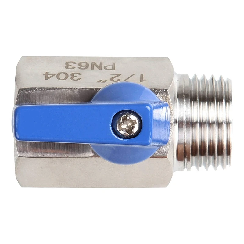 Ball Valve 1/2 inch 304 Stainless Steel Mini Ball Valve Female and Male NPT Great for Shower Head Flow Control