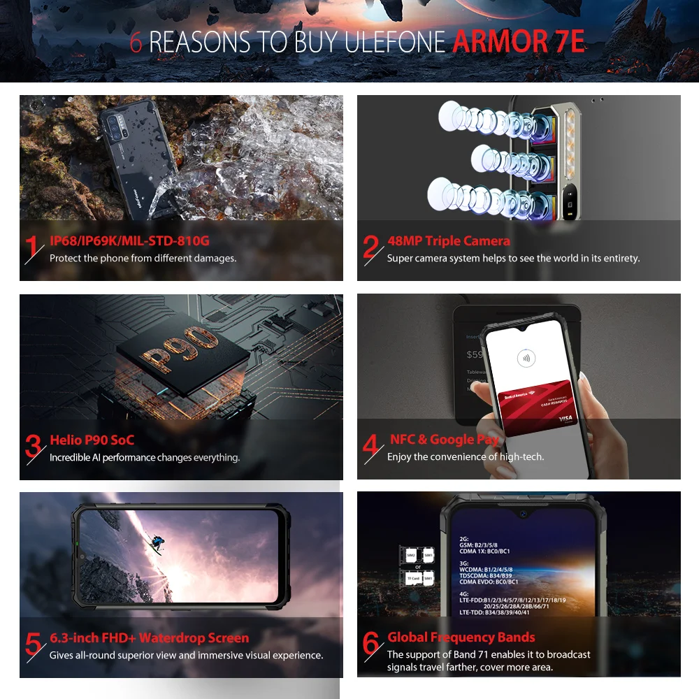 Ulefone Armor 7E глобальная версия прочный телефон Helio P90 128G 48MP камера смартфон 2 4G/5G WiFi