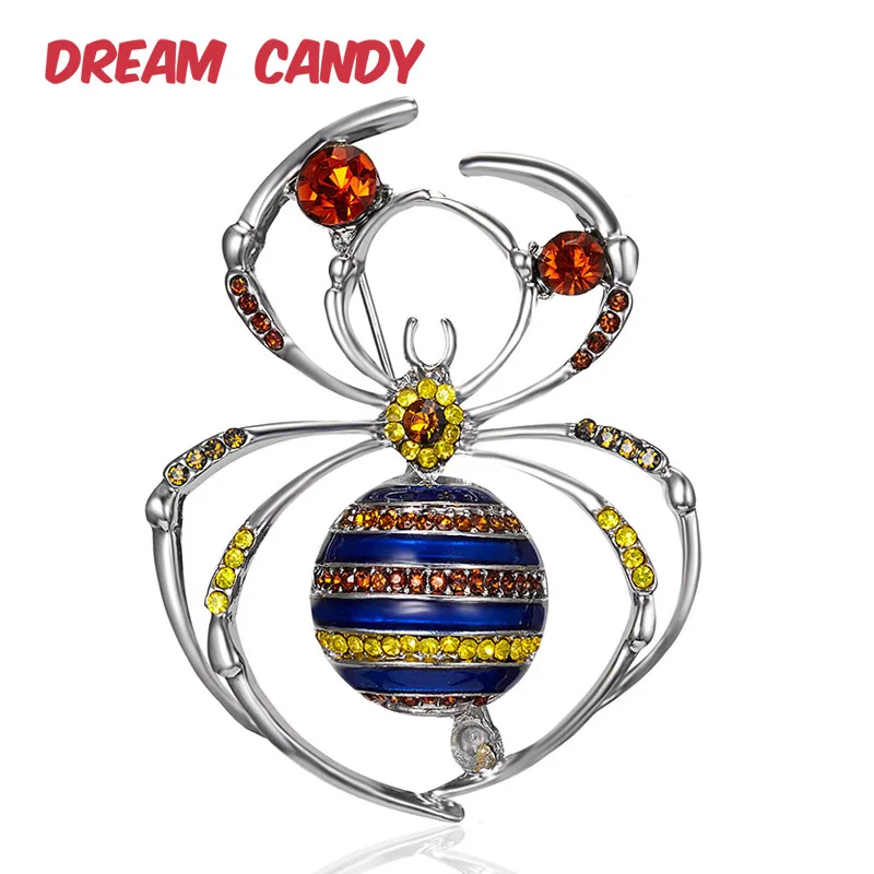 Dream Candy изысканный горный хрусталь броши пауки для женщин креативные ювелирные изделия насекомое брошь, эмалированный штифт мужские аксессуары Подарки