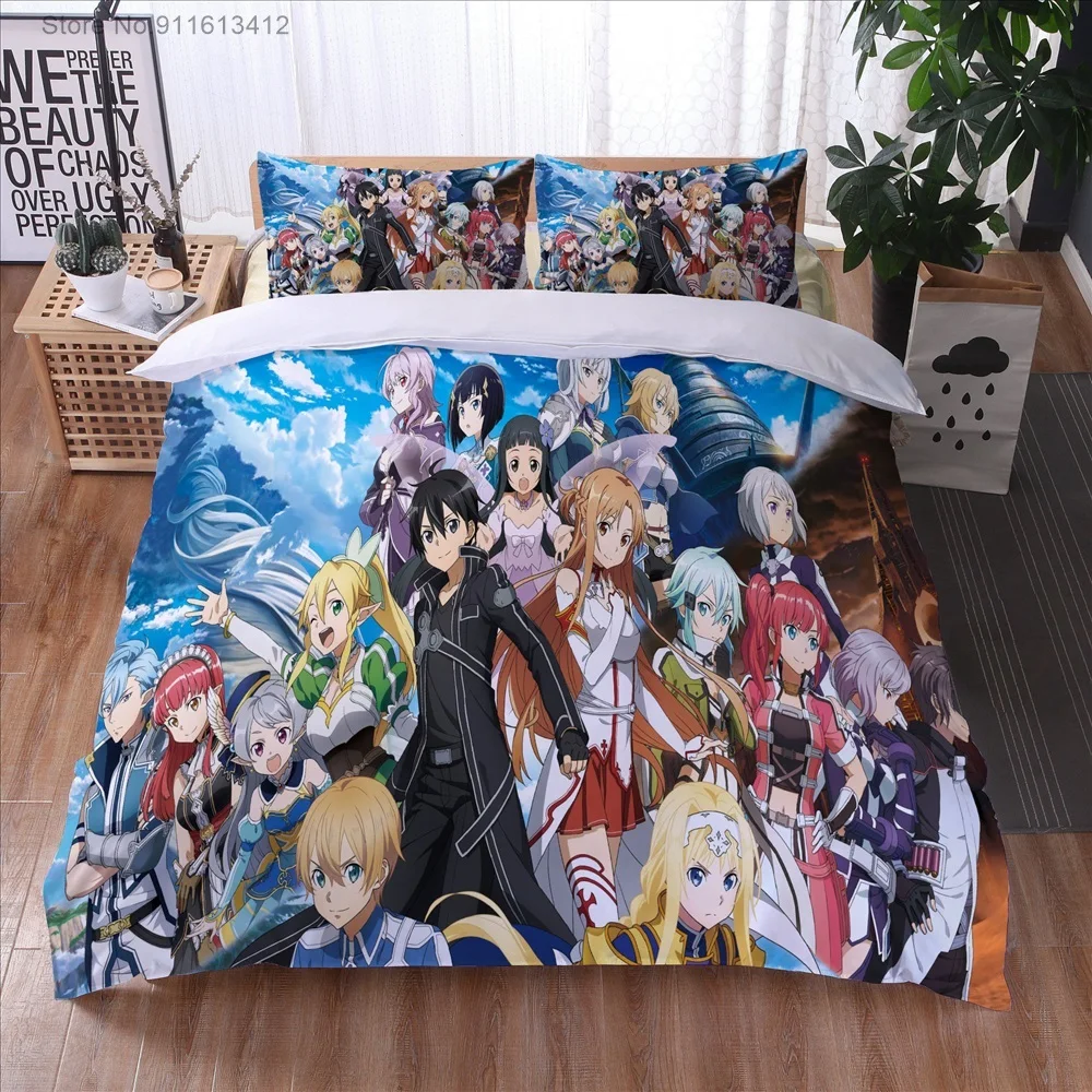 Anime Sword Art Online High Quality 3D Printed Pattern Duvet Cover with Pillow Cover Bedding Set Anime Bed Set Bedroom Luxury 