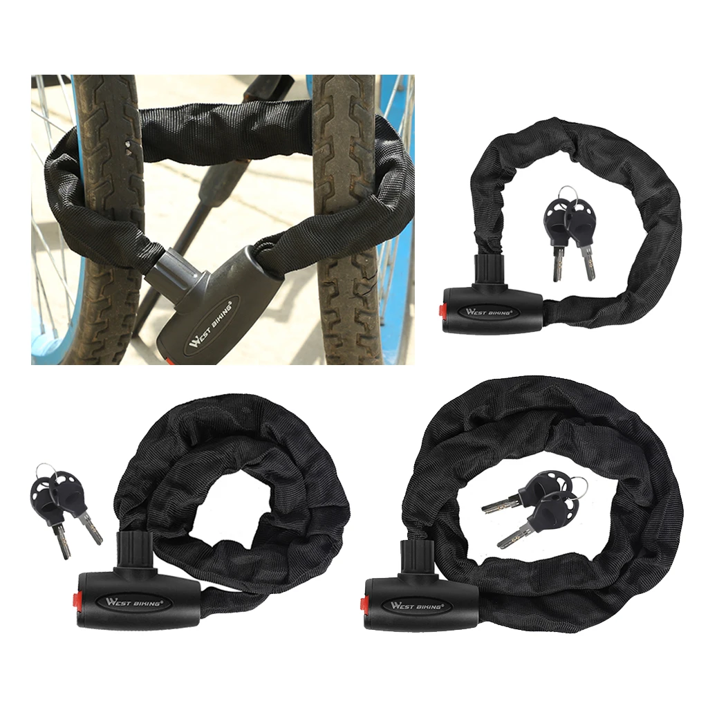 West Biking Bicycle Cable Lock Anti-theft Bikes Motorcycle Chain Lock with Sleeve Security Steel Motorbike Scooter Cycle Lock