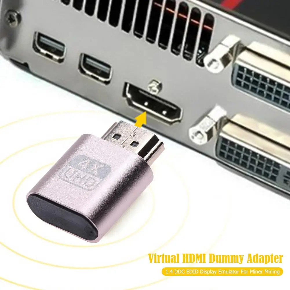HDMI Virtual Display Adapter HDMI DDC EDID Dummy Plug Lock Latest Chip Low Power Consumption No Heat Plate for BTC Mining