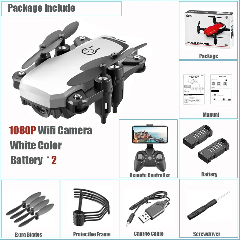 1080P Ca White Bat 2 Складной мини RC Дроны с камерой HD 4K 1080P wifi FPV RC Квадрокоптер Attitude Hold Selife вертолет игрушки для детей дропшиппинг - Цвет: 1080P Ca White Bat 2