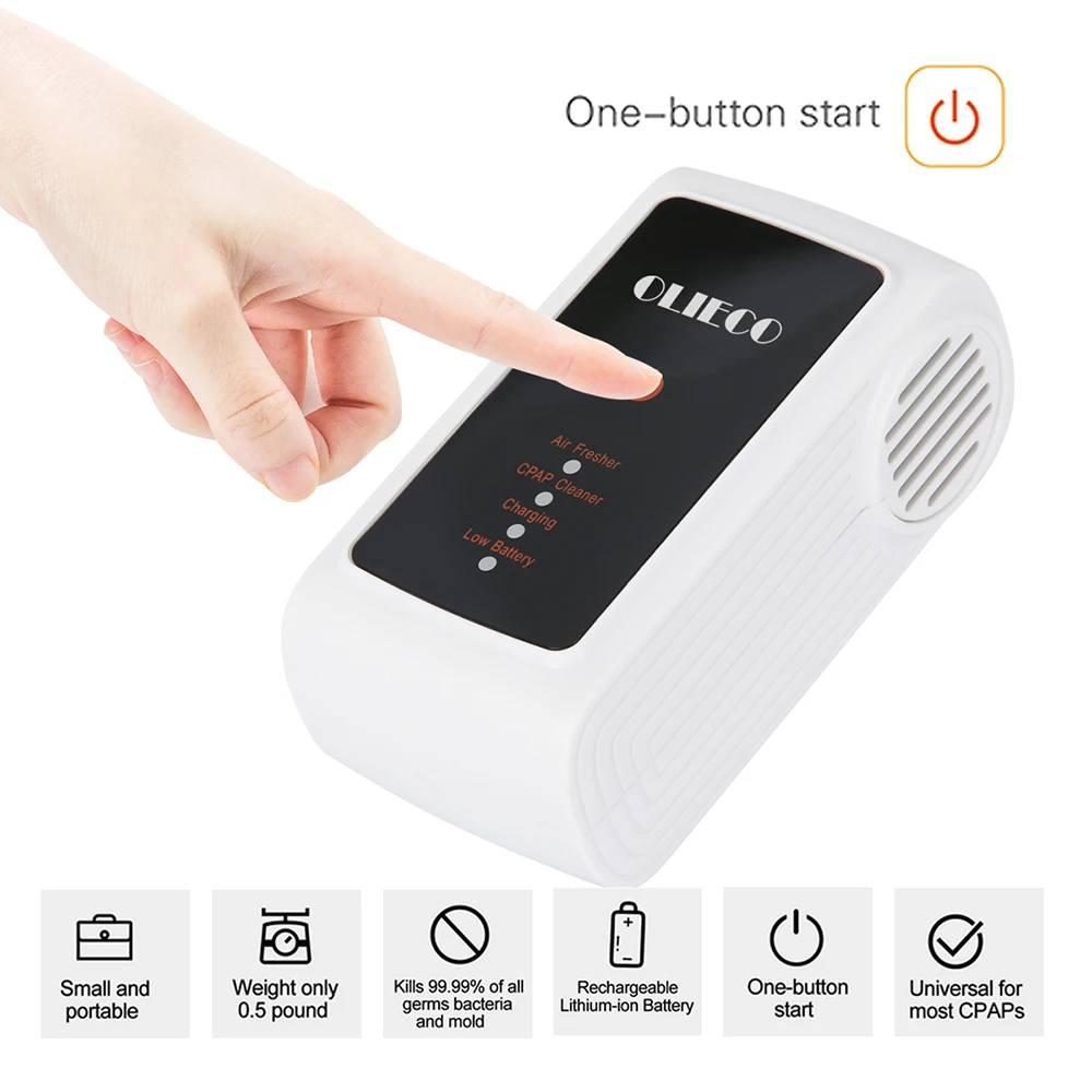 Skup OLIECO CPAP Cleaner USB akumulator oczyszczacz ozonu Mini BPAP autospap urządzenie do sterylizacji przenośne powietrze świeższe zabij bakterie