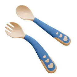 1 Set Training Tableware Non-slip Bending Handle Portable Kids Feeding Training Dinnerware for Infant