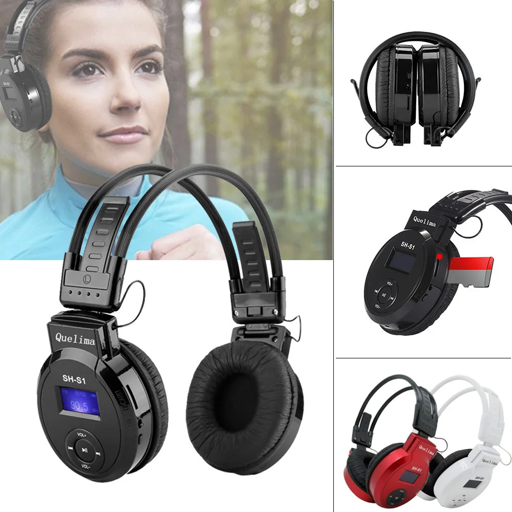 Universal Foldable Sports Wireless Headset LED FM Radio Headphone with LCD Screen Support TF Card for Computer Phone