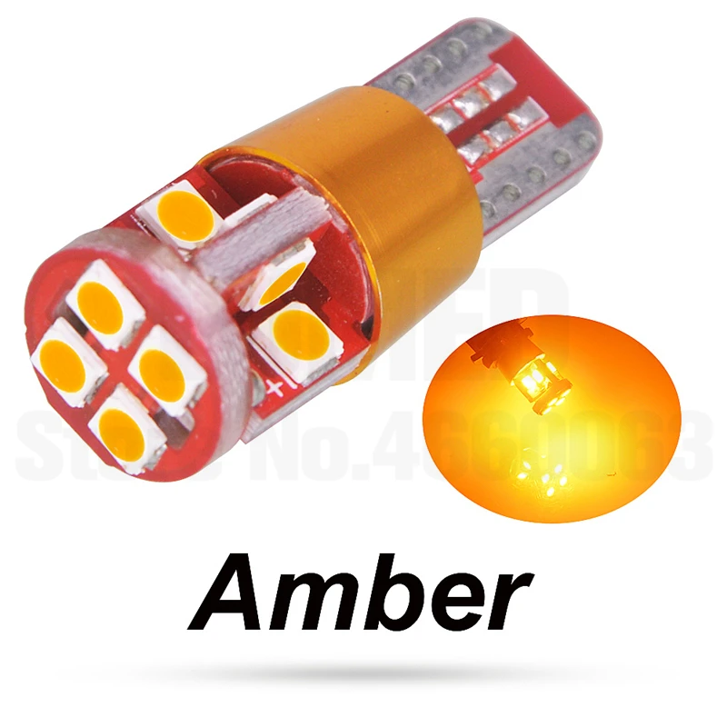 100x T10 Автомобильный светодиодный светильник W5W 12 Светодиодный s 3030 SMD Авто Canbus поворотный боковой светильник номерного знака габаритная лампа - Испускаемый цвет: Amber